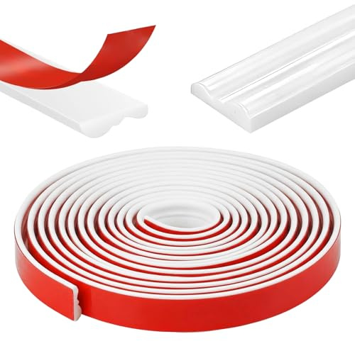 7m × 28mm Peel and Stick Wall Moulding Panels, TPE Dado Rail Self Adhesive Flexible Panelling Kits White Wall Molding Trim for Home DIY Decoration