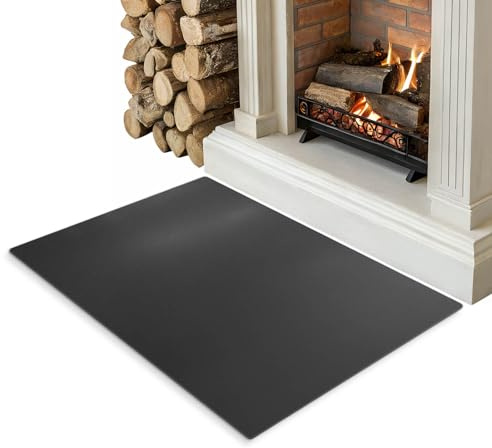 Salvachispas Rectangular 100x70 cm | Placa Base para Chimenea | Protección contra el Calor y Cenizas | para Estufas de Leña y Pellets - Acero Negro Mate