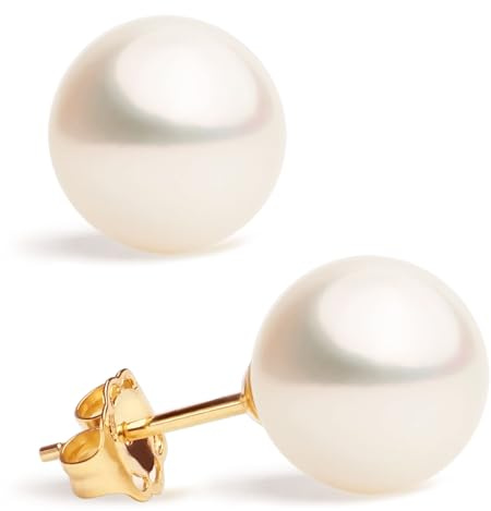 Damen-Perlenohrringe mit runder Süßwasser-Zuchtperle von SECRET & YOU | Erhältlich in 6 Größen von 6-6,5 mm bis 11-11,5 mm | In 750er Gold 18 Karat oder in rhodiniertem 925er Sterlingsilber