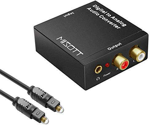 MISOTT Audio Digitale a Convertitore di Analog DAC, SPDIF Toslink Coaxial a Analog Stereo L/R Adattatore con 3.5mm Jack e cavo ottico per PS3, PS4, XBox, DVD
