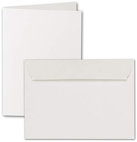 ARTOZ 50x DIN A5 Faltkarten-Set mit Umschlägen - Ivory-Elfenbein (Creme) - 148 x 210 mm - gerippte Bastelkarten blanko mit Brief-Umschlägen - 220 g/m²
