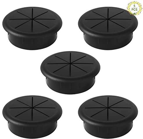 Haisheng 5PCS Desk Grommet, Black Desk Cable Hole 60mm for Wire Hole Cover for Home and Office with Hole Saw (15 × 7 × 6cm,Black)