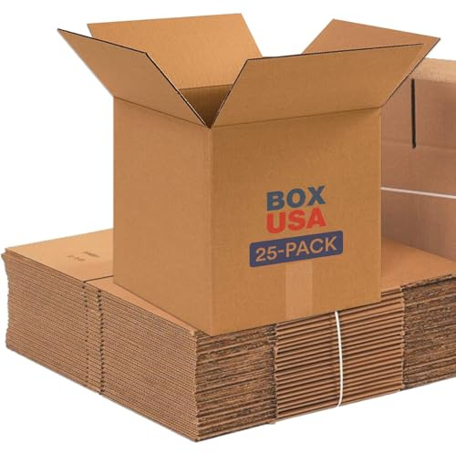 Box USA Shipping Boxes 12L x 12W x 12H, 25-Pack Small Corrugated Cardboard Box for Shipping, Packaging, Moving, Storage Box for Home or Business, Strong Wholesale Bulk Boxes
