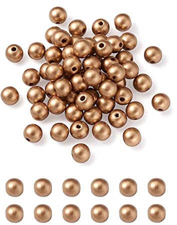 Craftdady Goldfarbene Holzperlen, 14 mm, großes Loch, runde Kugeln, Abstandshalter-Perlen für Schmuckherstellung, Makramee, Basteln, Weihnachtsgirlande, Dekorationen, 400 Stück