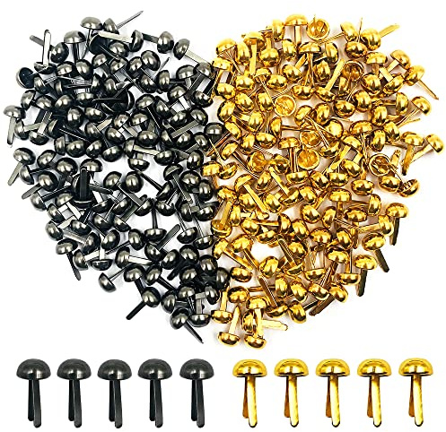 SourceTon Papierklammern, rund, Metall, für Papierbastelarbeiten, dekorative Sammelalben und Kunstschulprojekte, DIY-Zubehör (Golden und Schwarz, 0,8 x 0,667 Zoll), 500 Stück