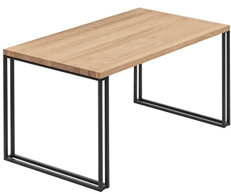 LAMO Manufaktur Esstisch Küchentisch Schreibtisch Couchtisch aus Massivholz, 100x80x76 cm (AxBxH), Frame, Natur/Schwarz, LUG-01-A-002-9005Fr