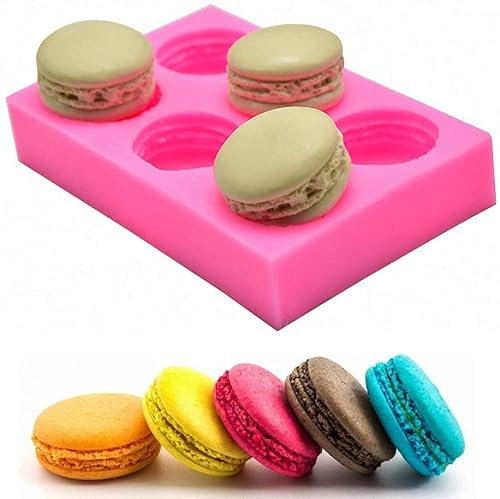 Moule en silicone 6 cavités 3D pour macaron/macaron hamburger pour décoration de fondant, gâteau/cupcake, pâtisserie, pâte de gomme, chocolat, bonbons, argile polymère, mini savon, bombe de bain