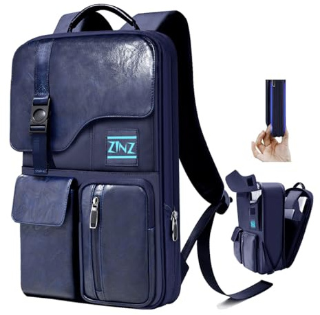 ZINZ Schlanker & Erweiterbarer Laptop-Rucksack 15,6 Zoll,Blau | Computer-Rucksack & Wasserabweisende Tasche, Diebstahlsicherer Tagesrucksack für Damen und Herren