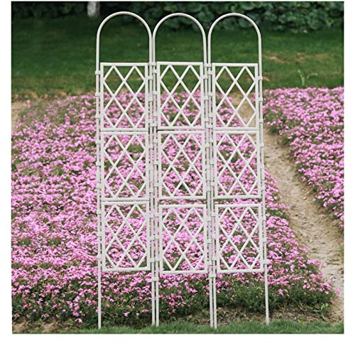Rankhilfe Blumengitter, Schmiedeeisen Rankzaun Rankgitter, Stützrahmen Für Rosen, Weinreben, Topfpflanzen, Zierzaun, Blumenständer, 12 Größen (Color : White, Size : 60cm*170cm)
