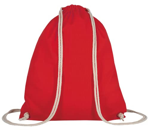 TEXXILLA Baumwoll Turnbeutel 38 x 46cm (10er Pack), Farbe:rot | – Sportbeutel aus Baumwolle mit Kordelzug – Gym Sack, Stofftasche, Jutebeutel OEKO-TEX® geprüft – 19 Farben
