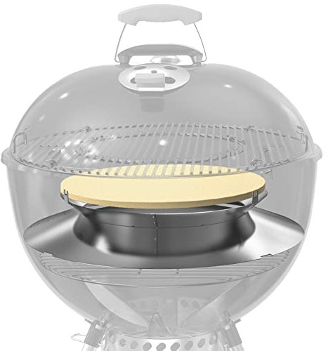 Onlyfire Räucherkammer Grillzubehör für Weber 57 cm Kugel-Holzkohlegrill, mit Deflektorstein & 4 Grillrost Erhöhungen, Verwandeln Sie Ihren Kugelgrill in einen Smoker