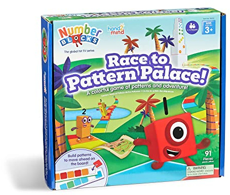 hand2mind Numberblocks Race to Pattern Palace! Board Game, Educational Board Games, Numbers for Toddlers, Math Toys for Kids 3-5, Preschool Learning Activities, Birthday Gifts for Kids