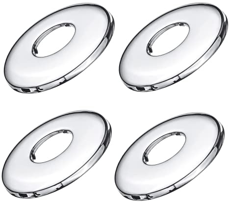 FZLANQ 4 piezas de cubierta de grifo de acero inoxidable cromado duradero collar de tubo de válvula redondo cubierta de agujero para tubería, placa de ducha, instalación de instalaciones sanitarias