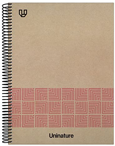 Unipapel | A4 Inbunden anteckningsbok|100% återvunnet kraftpapper och kartong | 80 släta ark 90g | Rosa | Uninature Concept | FSC Recycled 100