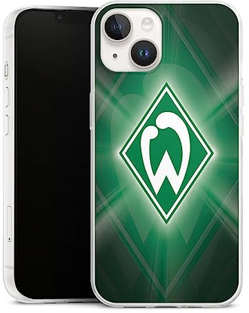 Slim Case kompatibel mit Apple iPhone 14 Silikon Handyhülle transparent Hülle extra dünn SV Werder Bremen Offizielles Lizenzprodukt Wappen
