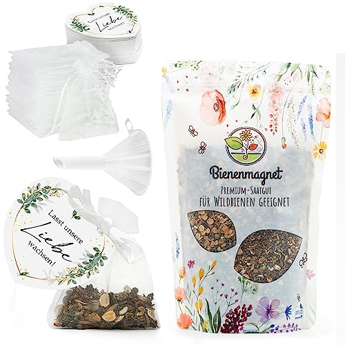 Gåvor bröllop blomfrön – speciell bröllopspresent för gäster som en Give Away – Låt vår kärlek växa komplett set (set med 50)
