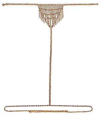 YJZQ Strass Unterwäsche Kette Silber Höschen Bikini G-String Körperkette Kristall Tanga Höschen Körperschmuck für Frauen und Mädchen