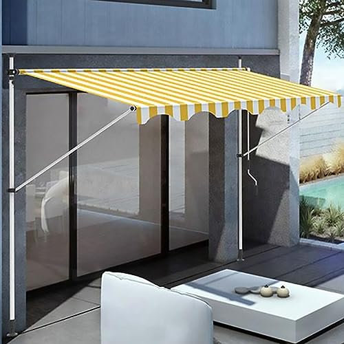HIAPES Markise Balkon, Klemmmarkise, Retractable Manual Awning, Markise 3/4m Breit ohne Bohren Wasserdicht, für Terrasse (Weiß Stehen) 2m WeißerStänder-11