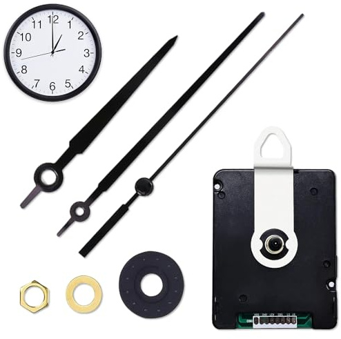 Aoreun Clock Mechanism, Wall Clock Quartz Movement Mechanism Silent Quartz with 3 Sets Aluminium Clocks Hands, Battery Powered Short and Long Shaft Movement Kit for DIY Repair Parts Replacement