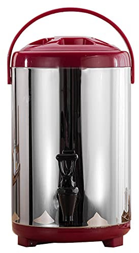 ANSNOW Kommerzieller Heißwasserspender, Getränkespender Aus Edelstahl 304 Mit Wasserhahn, Doppellagiges Isolierfass Für Heißes Und Kaltes Wasser, Milch, Kaffee, Tee, Hält 6–8 Stunden Warm/Rot/6L