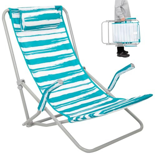 #WEJOY Strandkorb mit hoher Rückenlehne für Erwachsene, robuste Strandkörbe für Erwachsene mit Kopfstütze, leichter tragbarer Stuhl für Camping, Sandrasen, Unterstützung bis zu 136 kg, Grün