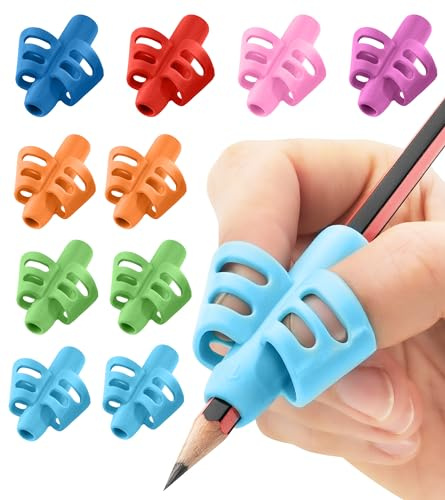 Stylo Confezione da 10 impugnature per matite per bambini, impugnatura per matita multicolore, design assortiti, per bambini mancini e destrimani, comodi aiuti per la scrittura a mano (multicolore)