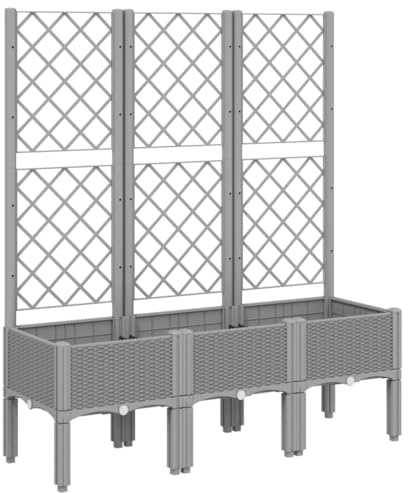 vidaXL Jardinière avec Treillis Gris Clair 120x40x142 cm PP