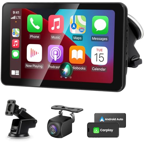 Wireless CarPlay Android Auto Screen, Car Stereo for Car 7 Touch Screen Back Camera Portable Navigation Radio Vedio Player with Bluetooth WiFi, Live Navigation, Voice Control, Mirror Link