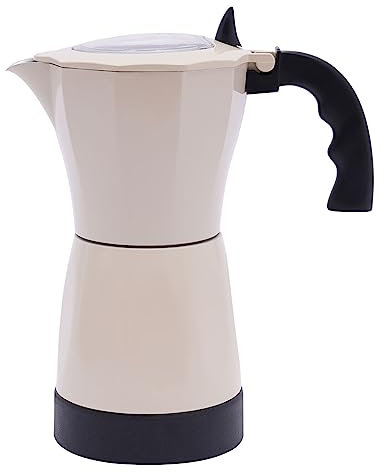 Macchina da Caffè Elettrica Con Base Italia - Caffettiera Italiana 300ML 6 Tazze (Bianco)