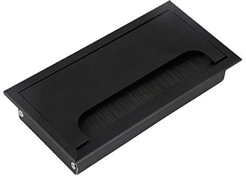 GSJNHY kabeldurchführung Schreibtisch 2 stück Aluminiumlegierung Tischschreibtisch Rechteck Drahtseilkabel Tüllen Loch Cover Outlet-Anschluss mit schwarzer Bürste(Color:Black,Size:100x200mm)