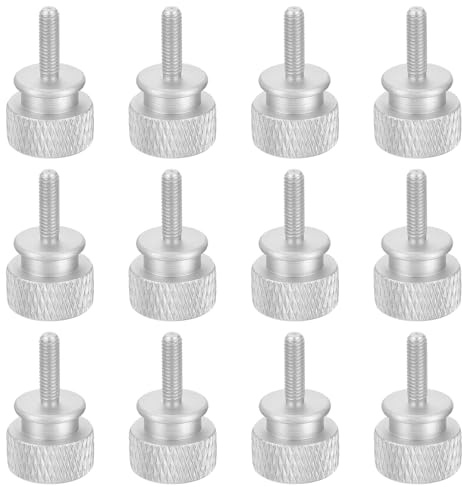 sourcing map 12 Stück M3 x 10 mm Rändelschraube Computergehäuse, Gewindeschrauben, Aluminiumlegierung, für PC-Gehäuse, Zementweiß