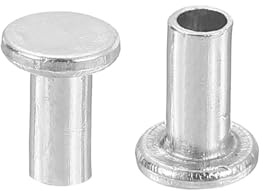 QUARKZMAN 50Pcs Rivets Semi-Tubulaires, 2,5mm x 5mm Rivet Tubulaire Semi-Tubulaire à Tête Plate en Aluminium pour Réparation Industrielle et Domestique, Argenté