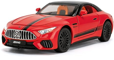 SL63 Spielzeugauto, 1:22 Automodell, Spielzeugauto mit Sound, Licht und PullBack Funktion, Tür zum Öffnen, Sammlermodell, Geschenk für Kinder von 4-7 Jahren (rot)
