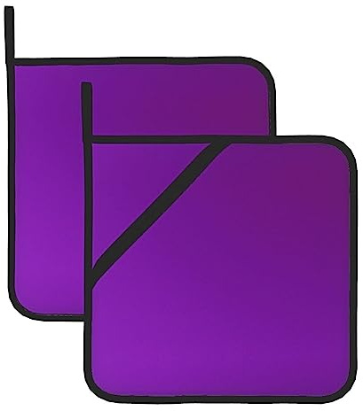 WHJWZY Set di 2 presine da cucina resistenti al calore e durevoli, con design a corda per appenderlo, tinta unita, stampe viola scuro