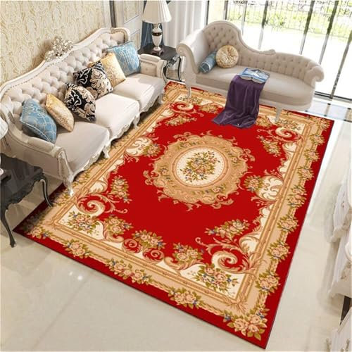 RUGMRZ Kinderteppich Junge Flokati Teppich Waschbar Wohnzimmer roter Teppich Bereich Flur Teppich klassischer Stil pflegeleicht Auslegware Teppichboden Deko Schlafzimmer 120X160CM