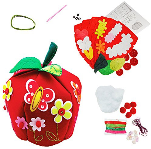 alles-meine.de GmbH Bastelset - Filz Figur/Teewärmer/Tassenwärmer/Kaffeewärmer - Versteck - Apfel - zum Sticken, einfaches Nähen per Hand - XXL Nadelkissen - Komplettse..