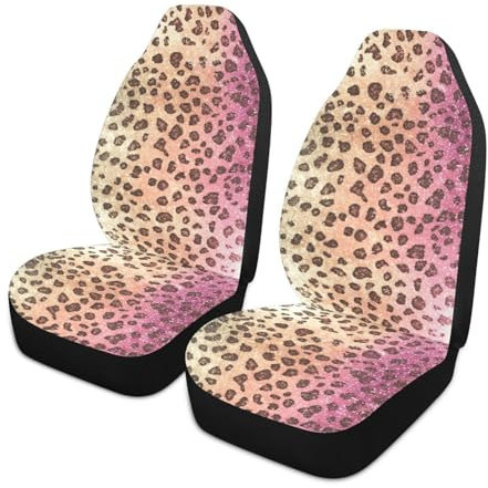 Juego De 2 Fundas De Asiento para Coche Puntos De Leopardo Brillantes Fundas para Asientos Delanteros Relleno De Foam Duraderas Cubierta para Asiento Automóvil, para Camión, Sedán