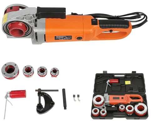 Filiera Elettrica per Filettatura Di Tubi Kit filettatore per tubi a cricchetto Filettatore elettrico per tubi Filettatrice per tubi Tipo a cricchetto con 4 filiere e 6 filiere selezionabili