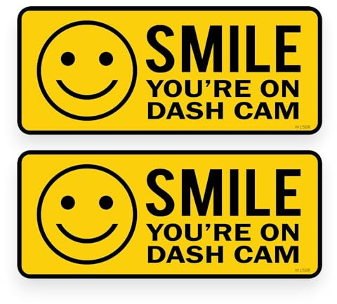 2 Pack - Small 14cm Sticker Gold - Smile Your ON Dash CAM Self Adhesive Stickers - Yellow/Black, Car, Van, Sign, Warning, CCTV, Surveillance, Camera, Vehicle Security SG343