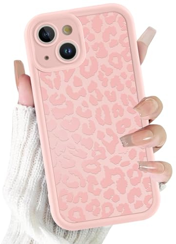 ZhuoFan Cover per iPhone 14 6,1”, Aesthetic Leopardata Motivo Custodia Rosa Opaca Ultra Morbida Sottile Leggera Silicone Antiurto AntiGraffio TPU Bumper Protettiva Case, 03