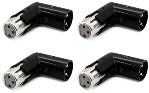 Asyduey 4 Pièces Adaptateur d'angle XLR 3 Broches Réglable Mâle à Adaptateur XLR 90 Degrés Connecteur Nickelé 3 Broches pour Audio
