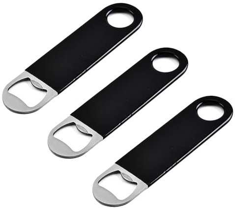 DAJING Bartender Bottle Openers, Beer Openers, 3 Pack - Professional Grade, Rubber Coated, Stainless Steel, 7 inch/17.7cm