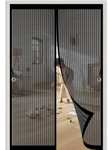 Zanzariera con Calamita 183 x 230 cm, Anti-Zanzare, Anti-Insetti, Rete Ultra-Fine, Installazione Facile, Zanzariera per Porta per Porte, Varie Taglie, Nero