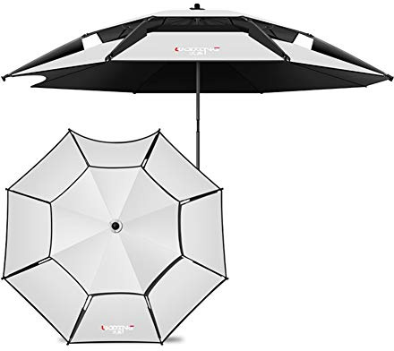 Parasol, pêche Ronde Grand Parasol Parasol Parapluie de Balcon, côtes levées, Rotation Universelle à 360 °, Protection UV Gris UV Gris à Double canopée, Pas de Base