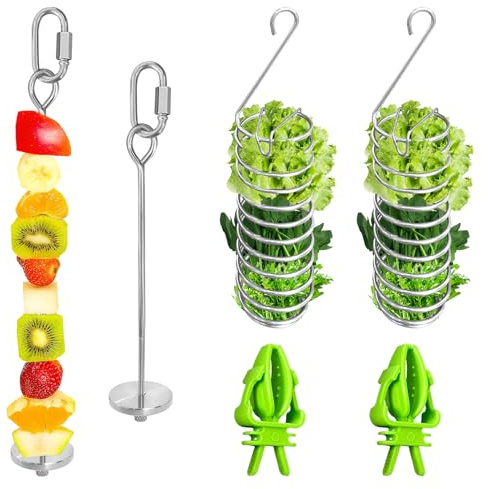 LJZP 6Pcs Rat Enrichment Toys, Stainless Steel Rat Foraging Toy | Fruit Vegetable Holder, Bird Food Holder, Hanging Slow Feeder Clip, for Parrot Bird Rodents