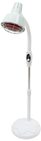 Infra Red Lamp, with 275W High Power Light Source, Single Head Type Far Infrared Therapy Lamp, Brightness Adjustable, 360°Rotating Infrared Light Device, Floor Standing, White, for Home, Office Use