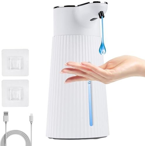 VIFERR Seifenspender Automatisch, M9 Smart Sensor Seifenspender 400ml mit 2 selbstklebenden Wandhalterungen für Küche Badezimmer (Tropftyp)