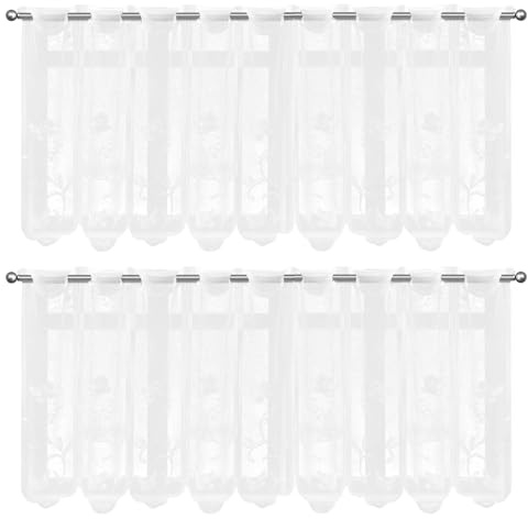 FULHANY 2 Piezas Visillos Cortos para Ventanas - Cortina Cocina Ventana - Visillo Blanco - Cortinas Cortas para Ventanas, Cocinas Y Salones, 130 X 45 CentíMetros