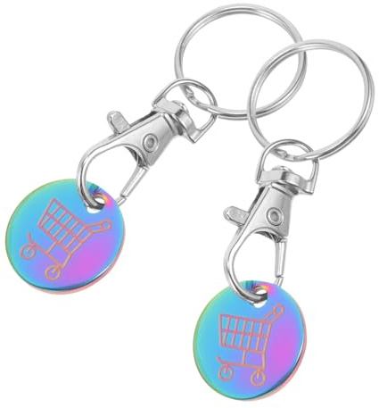 WRITWAA Porte-clés Élégant et Léger Jeton de Chariot de Supermarché en Acier Titane 2 Pièces Compact et Facile à Transporter pour Utilisation Quotidienne