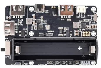 Pi Zero UPS HUB for Raspberry Pi Zero — 3-Port USB 2.0 Expansion with UPS Power, 18650 Ba-ttery Holder & Monitoring, Power-Path Charging, Switchable HUB Modes